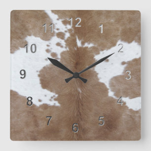 Cowhide Fyrkantig Klocka