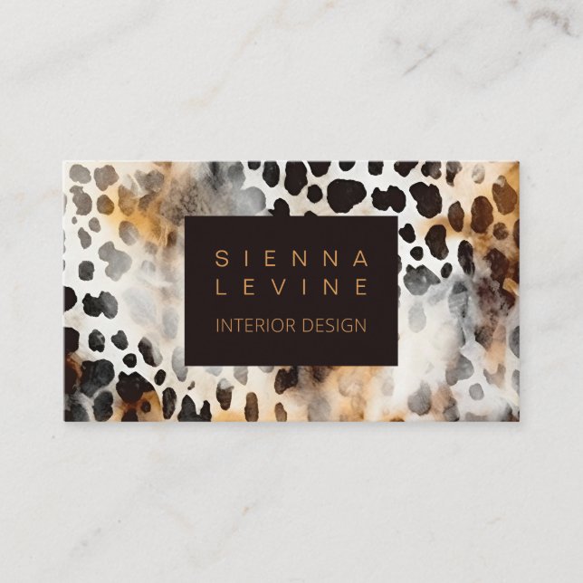 Cowhide Leopard Print Animal Skin Abstrakt Art Visitkort (Framsida)
