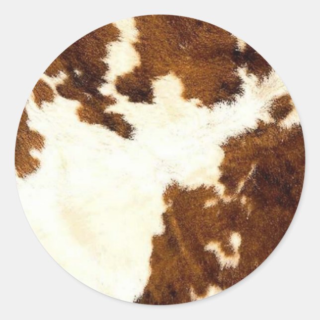 Cowhide Print Cowboy Up! Runt Klistermärke (Framsida)