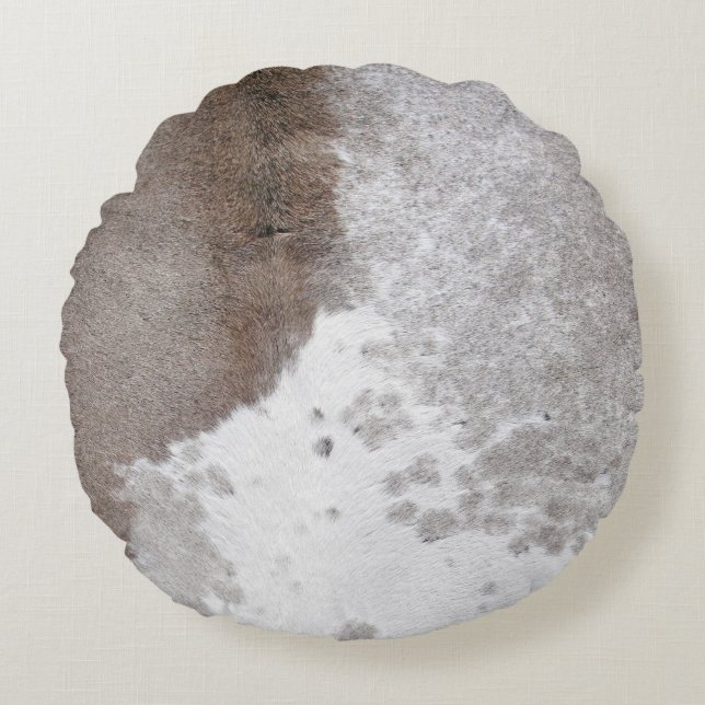 Cowhide Rund Kudde (Framsidan)