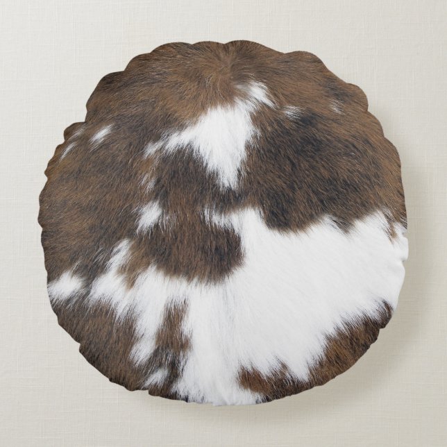 Cowhide Rund Kudde (Framsidan)