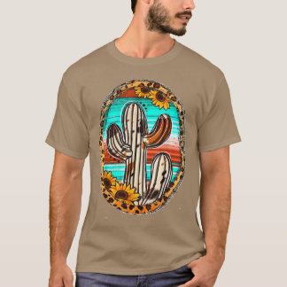 Cowhide Teas Cactus Serape Western Rodeo Cowgirl H T Shirt