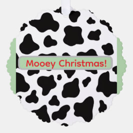 Cowhide with "Mooey Chriastmas" in red and red 