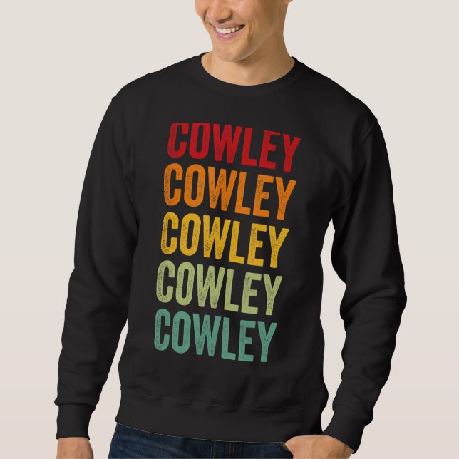 Cowley County Kansas Rainbow Text Design Lång Ärmad Tröja (Framsida)