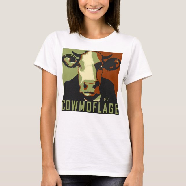 Cowmoflage Fun Pop Art Inspired Cow Tshirt T Shirt (Framsida)