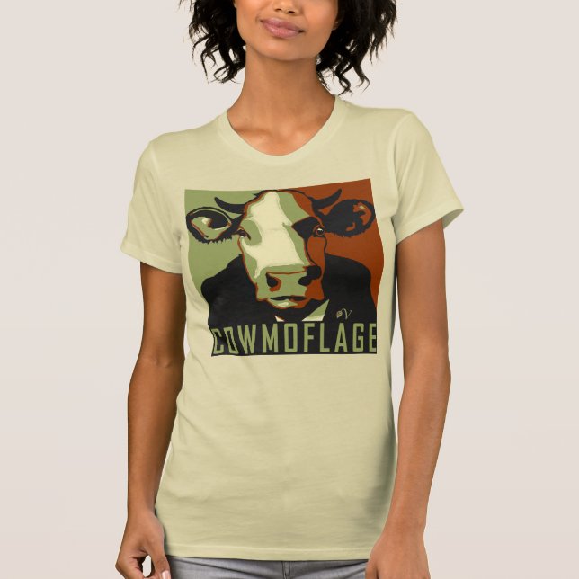 Cowmoflage Roligt Pop Art Inspired Cow Tshirt T Shirt (Framsida)
