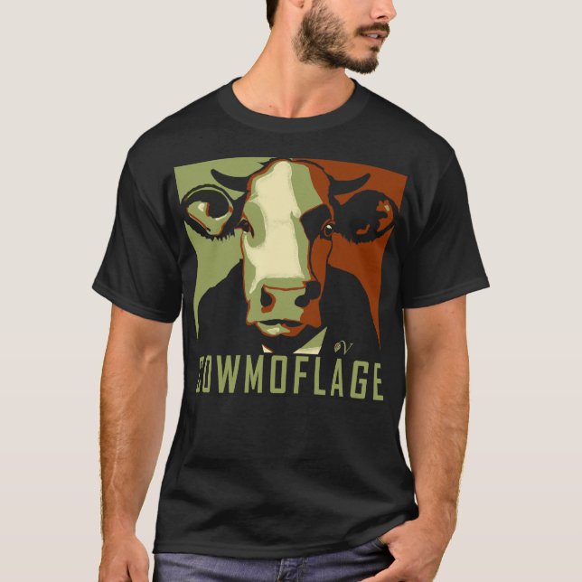 Cowmoflage Roligt Pop Art Inspired Cow Tshirt T Shirt (Framsida)