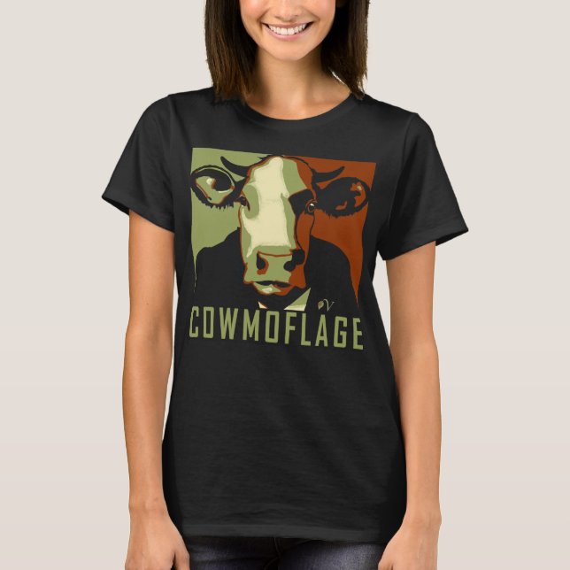 Cowmoflage Roligt Pop Art Inspired Cow Tshirt T Shirt (Framsida)
