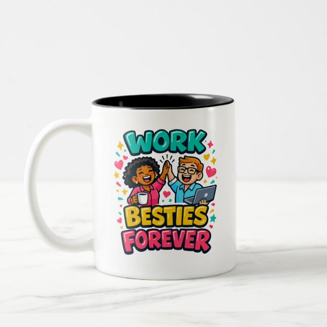 Coworkers Bestie Personalized Two-Tone Mug Två-Tonad Mugg (Vänster)