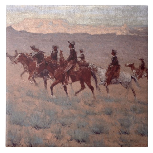 Cowpunchersna (w/c på papper) kakelplatta (Framsidan)