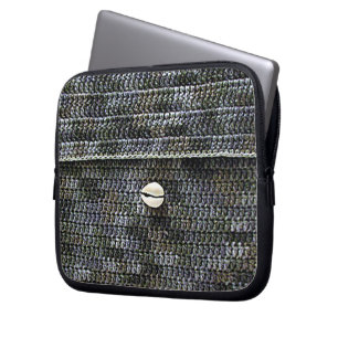Cowrie Grått Artisan Crochet Print Electronics Bag Laptop Fodral