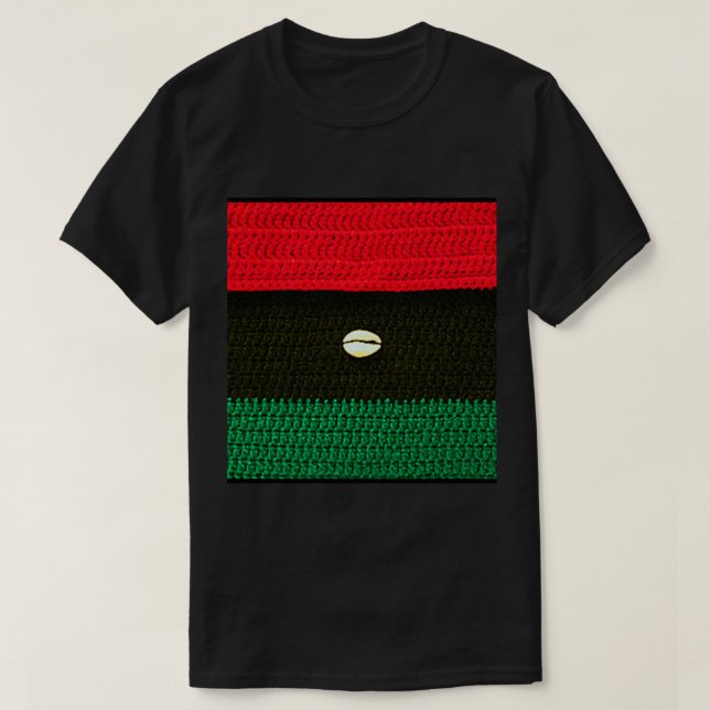 Cowrie Snäcka Red Black Grönt Artisan Crochet Prin T Shirt (Design framsida)