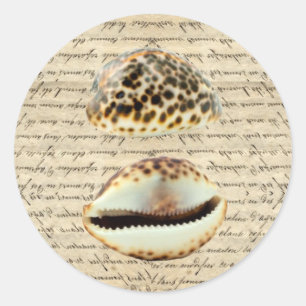 Cowrie snäckas runt klistermärke