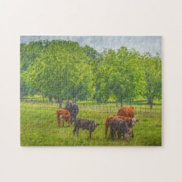 Cows Cattle Art Texas Farm Pasture Puzzle Pussel
