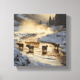 Cows in the Mist Canvastryck