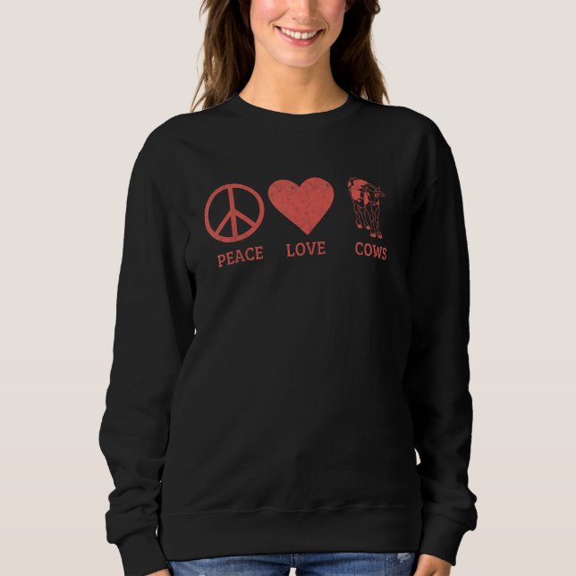 Cows  Men Women Peace Love Cows T Shirt (Framsida)