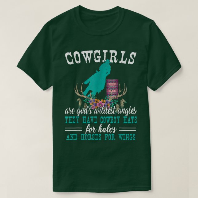Cowtjejer är gudar Wildest Änglar Horse Lover Barr T Shirt (Design framsida)