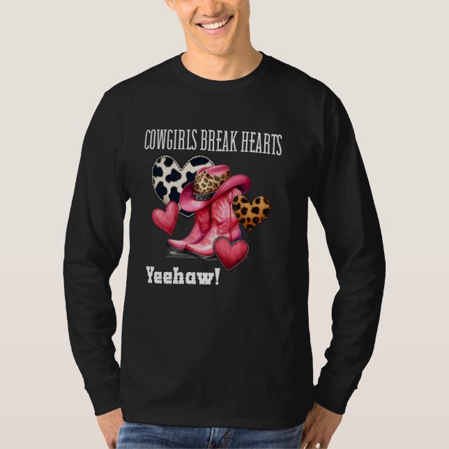 Cowtjejer Break Hearts Shirt, Rosa Black and White T Shirt (Framsida)