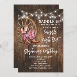 Cowtjejer Nattdag ut Rosa Westerna Land födelsedag Inbjudningar