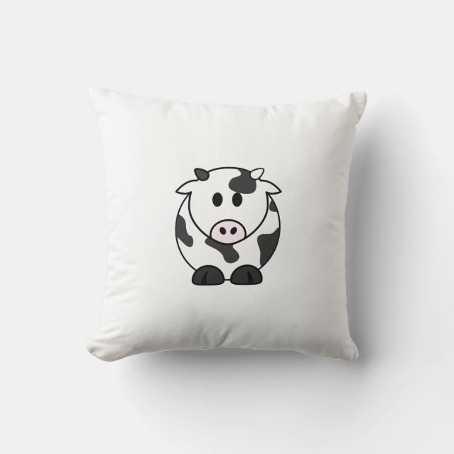 Cowzy Pillow – Cute Cartoon Cow Cushion Kudde (Framsida)