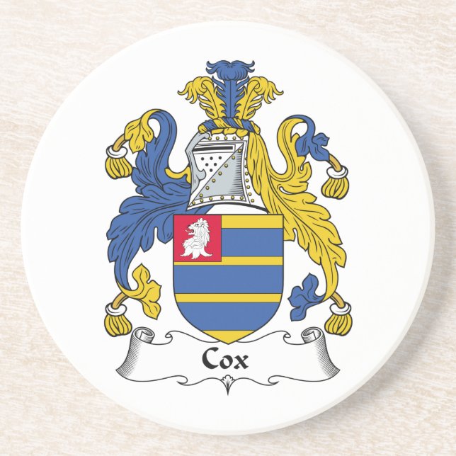 Cox familjvapensköld underlägg sandsten (Framsidan)