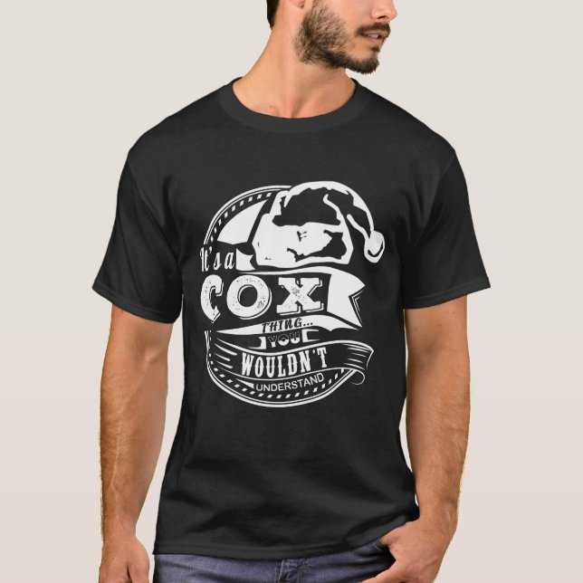 Cox-Hat Xmas Personlig Namn T Shirt (Framsida)