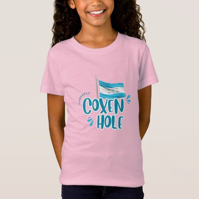 Coxen Hole med Honduras flagga T Shirt (Framsida)
