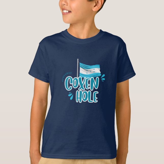 Coxen Hole med Honduras flagga T Shirt (Framsida)
