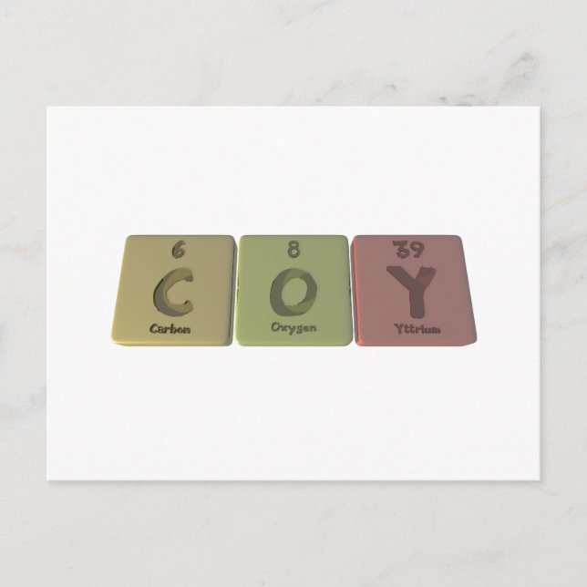Coy as Carbon Oxygen Yttirum Vykort (Framsida)