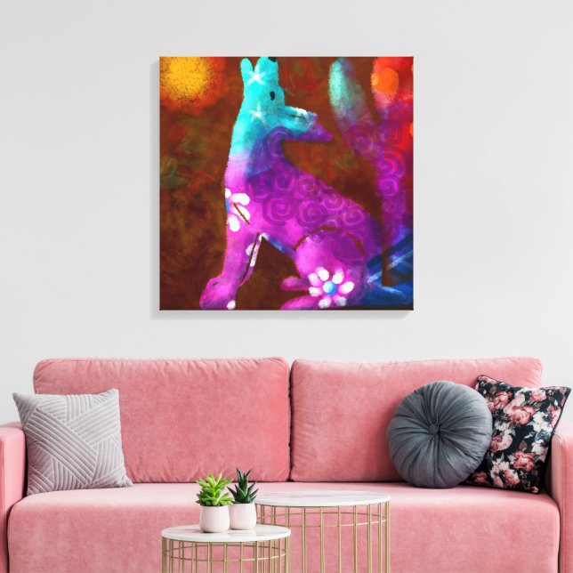 Coyote Abstrakt Art Saguaro Cactus Desert Brown Canvastryck (Insitu (Vardagsrum))