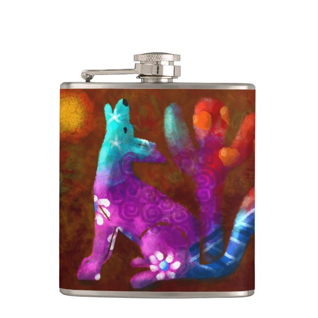 Coyote Abstrakt Art Saguaro Cactus Desert Brown Fickplunta (Framsidan)