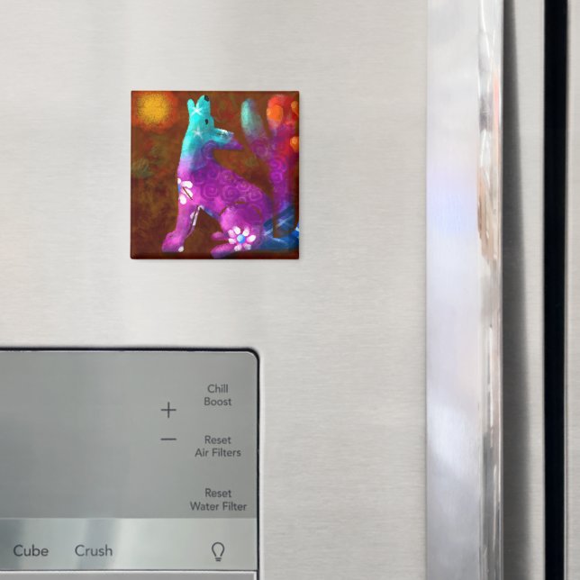 Coyote Abstrakt Art Saguaro Cactus Desert Brown Magnet (In Situ (Fridge))