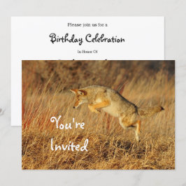 Coyote Brown Autumn Grass Photo Birthday Inbjudningar