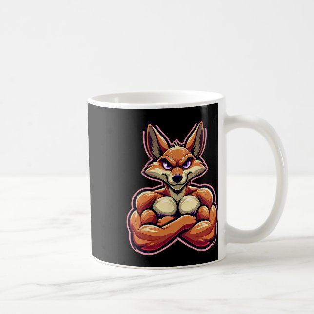 Coyote Flexing Muscles Fläkt Älskare Bodybuilding  Kaffemugg (Höger)