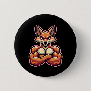 Coyote Flexing Muscles Fläkt Älskare Bodybuilding Knapp