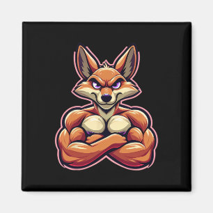 Coyote Flexing Muscles Fläkt Älskare Bodybuilding Magnet