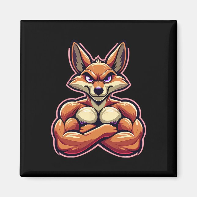 Coyote Flexing Muscles Fläkt Älskare Bodybuilding  Magnet (Framsidan)