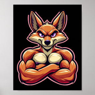 Coyote Flexing Muscles Fläkt Älskare Bodybuilding Poster