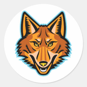 Coyote Head Front Mascot Runt Klistermärke