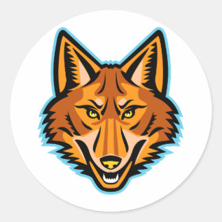 Coyote Head Front Mascot Runt Klistermärke