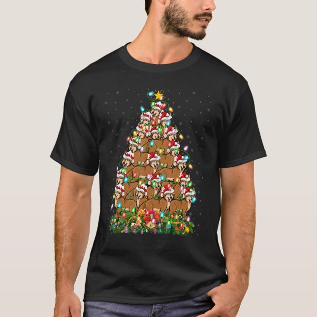 Coyote Julafton Ljus Santa Coyote Julgran T Shirt (Framsida)