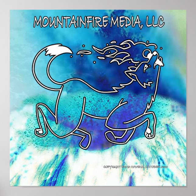 Coyote Leaping over Blue Volcano Poster (Framsidan)