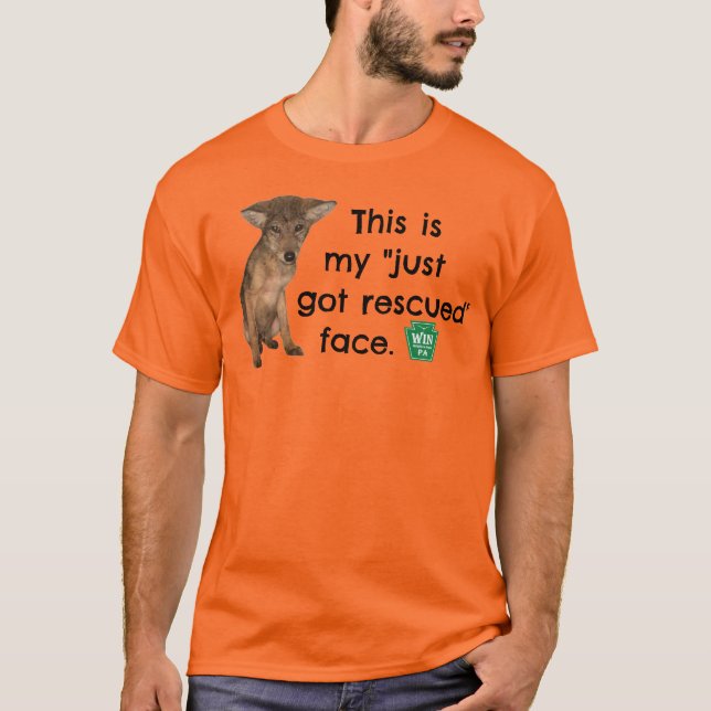 Coyote Rädding Ansikte T-Shirt, WIN # på baksidan T Shirt (Framsida)