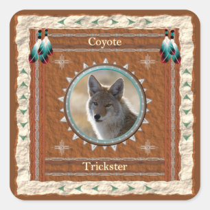 Coyote Trickster Energi Fyrkantigt Klistermärke