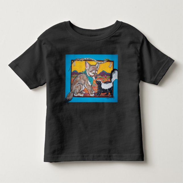 Coyote Valp och Skunk Southwest Wildlife Humous T Shirt (Framsida)