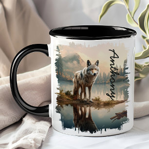 Coyote vid Mountain Lakes spegelbild Mugg