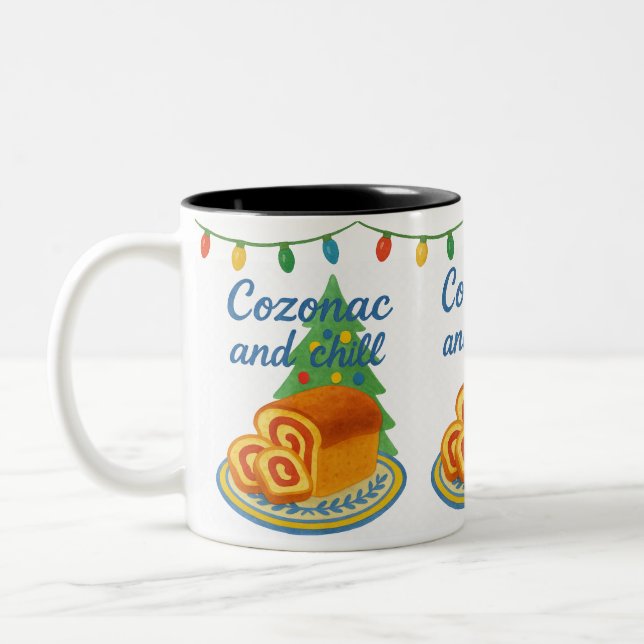 Cozonac och chill rumänsk semester Två-Tonad mugg (Vänster)