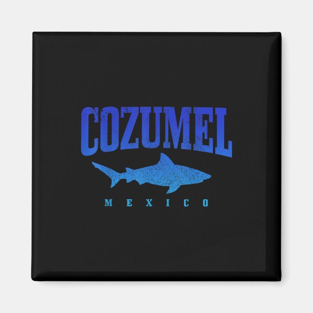 Cozumel Beach Mexico Scuba Diver Shark Diving Vint Magnet (Framsidan)