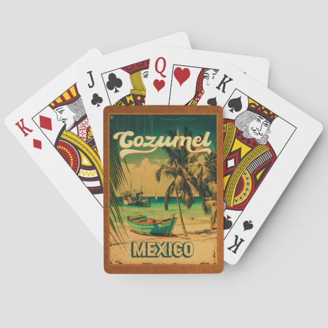 Cozumel Handflatan Träd Retro 80-talet, mexikanska Casinokort (Baksidan)
