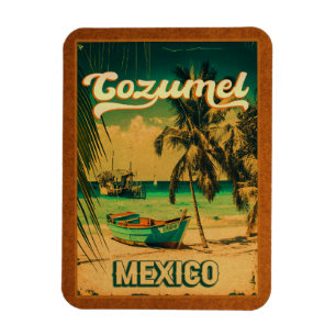 Cozumel Handflatan Träd Retro 80-talet, mexikanska Magnet